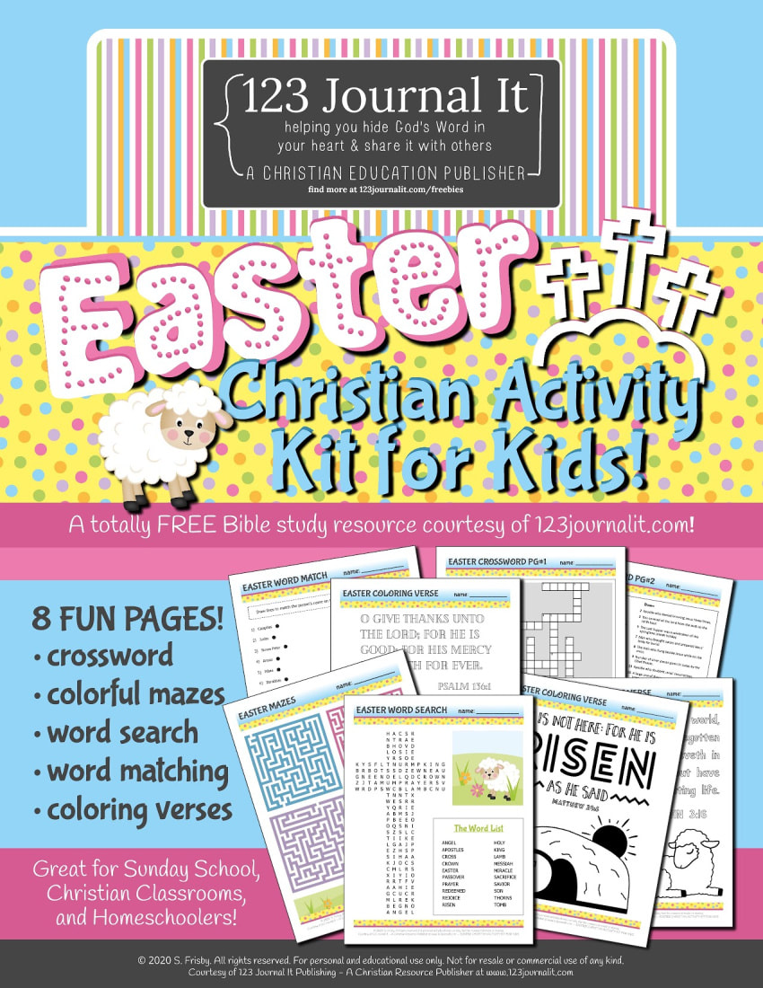 Free Printable Easter Themed Christian Activity Kit for Kids with a Crossword, Word Search, Mazes, and Coloring Pages from the Bible